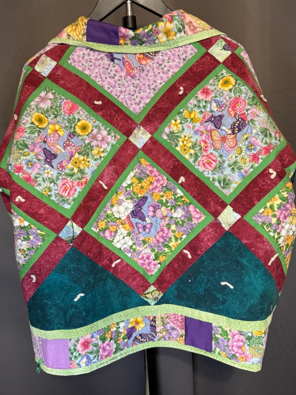 Quilted Floral Patchwork Bomber Jacket - Multicolor - Picture 2 of 5